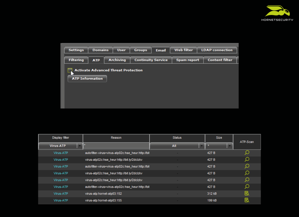 screenshot of Advanced Threat Protection